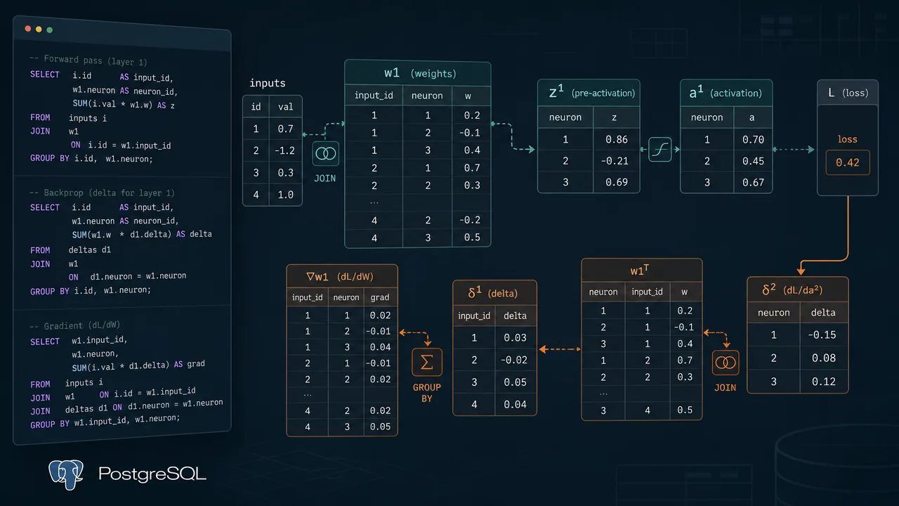 A neural net in pure SQL is a teaching tool
