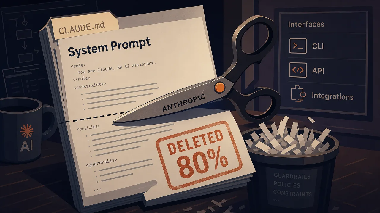 Anthropic Deleted 80% of Claude Code's System Prompt