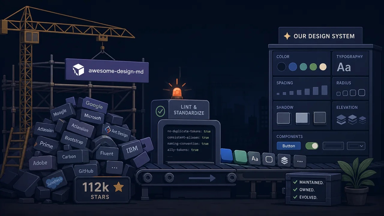 awesome-design-md is scaffolding, not a design system