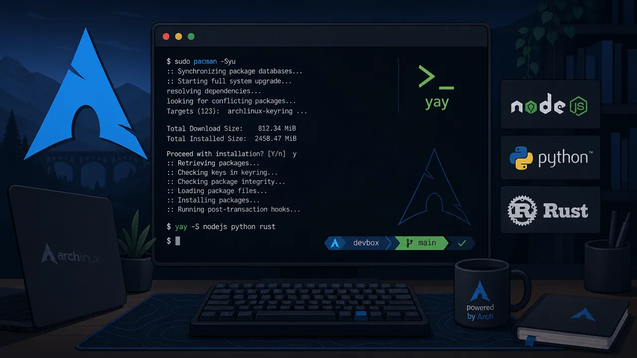 Bootstrap an Arch Linux Dev Machine: pacman, yay, and a Full Toolchain