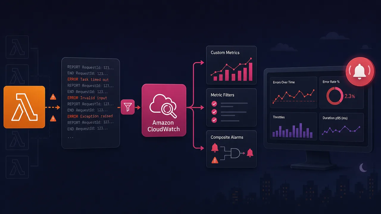Build CloudWatch Dashboards, Metric Filters, and Alarms for Lambda