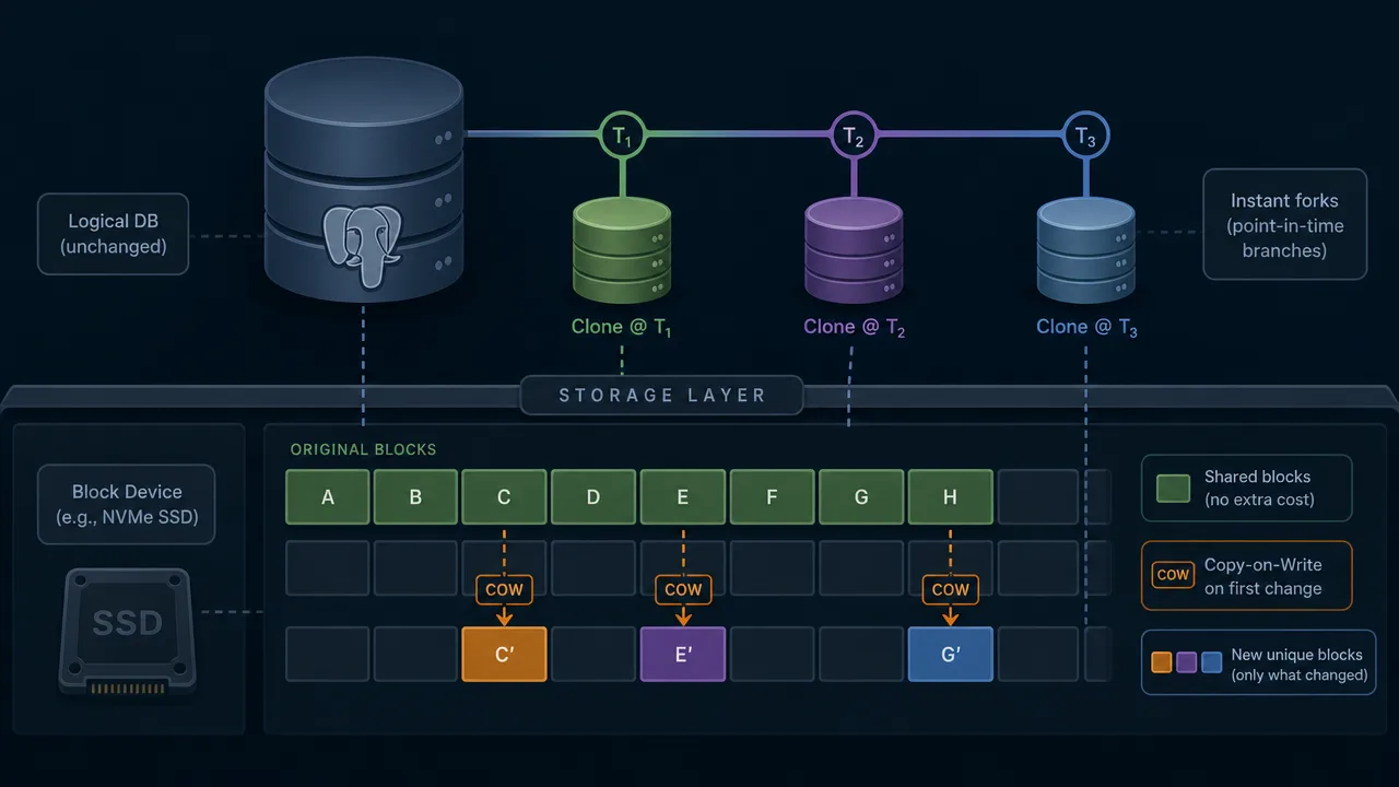 Database branches live in the storage layer