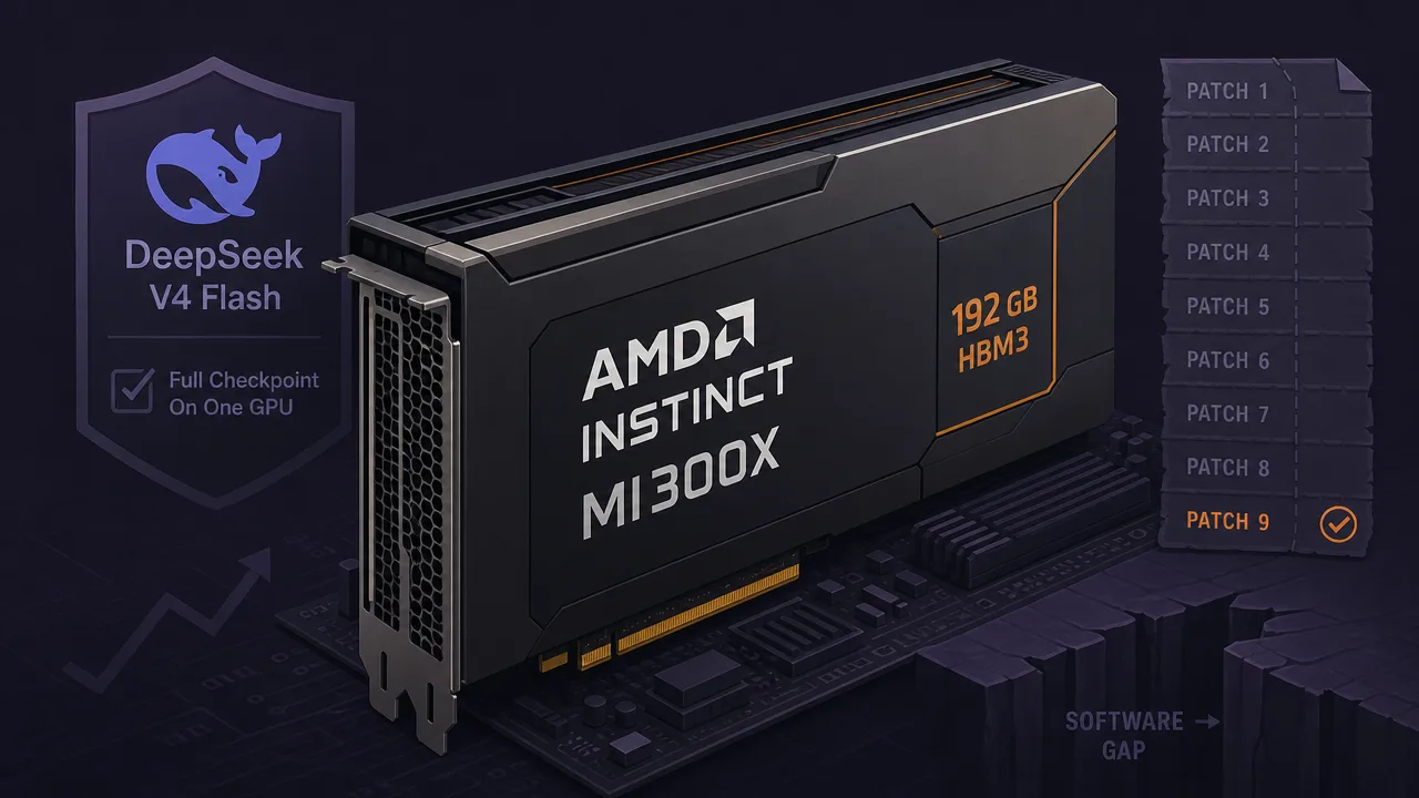 DeepSeek V4 Flash on One AMD GPU Took Nine Patches