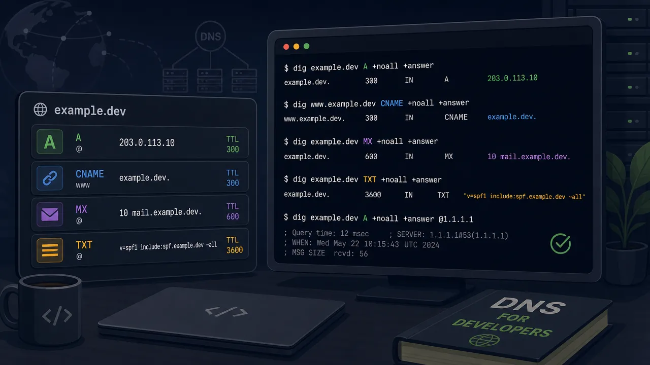 DNS for Developers: A, CNAME, MX, and TXT Records with dig