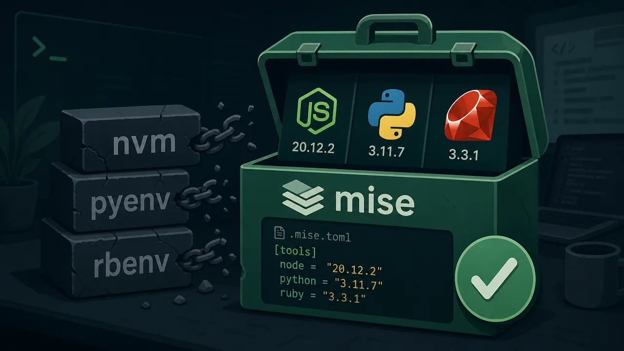 Replace nvm, pyenv, and rbenv with mise: One Tool for All Your Runtime Versions