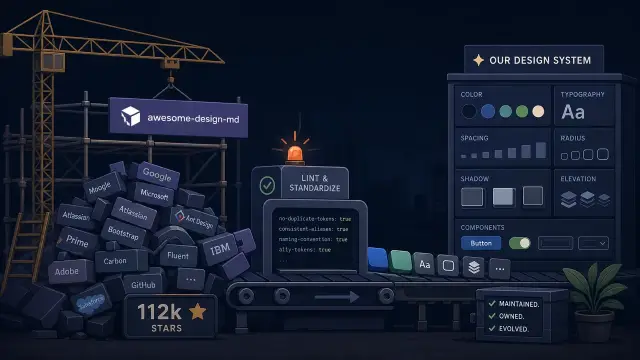 awesome-design-md is scaffolding, not a design system
