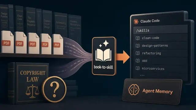 Book-to-Skill Turns Your PDF Shelf Into Agent Memory