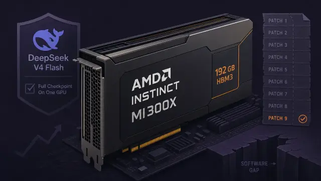 DeepSeek V4 Flash on One AMD GPU Took Nine Patches