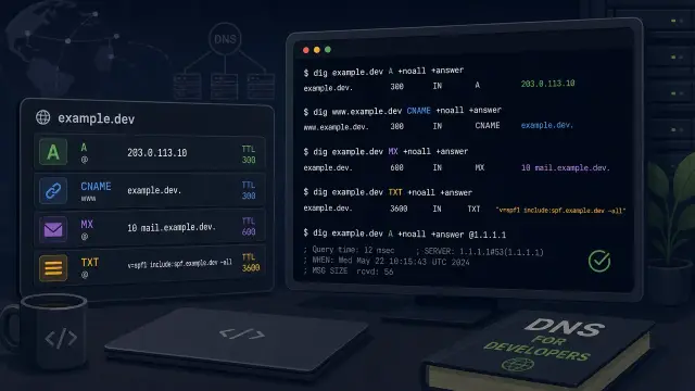 DNS for Developers: A, CNAME, MX, and TXT Records with dig