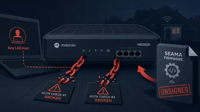 Motorola MR2600 LAN RCE via Firmware Path