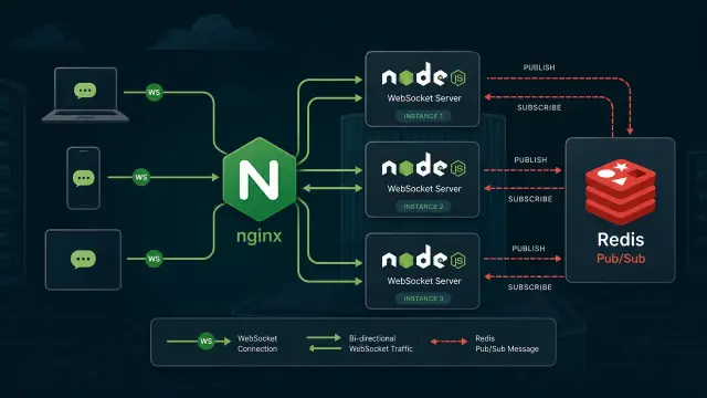 Scale Node.js WebSockets Across Instances with Redis Pub/Sub
