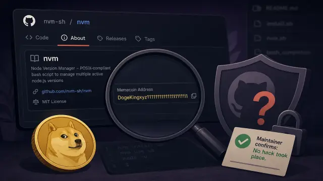 There's a Memecoin Address in nvm's GitHub Description