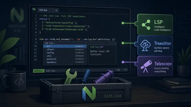 Turn Neovim into a Full IDE with LSP, Treesitter, and Telescope